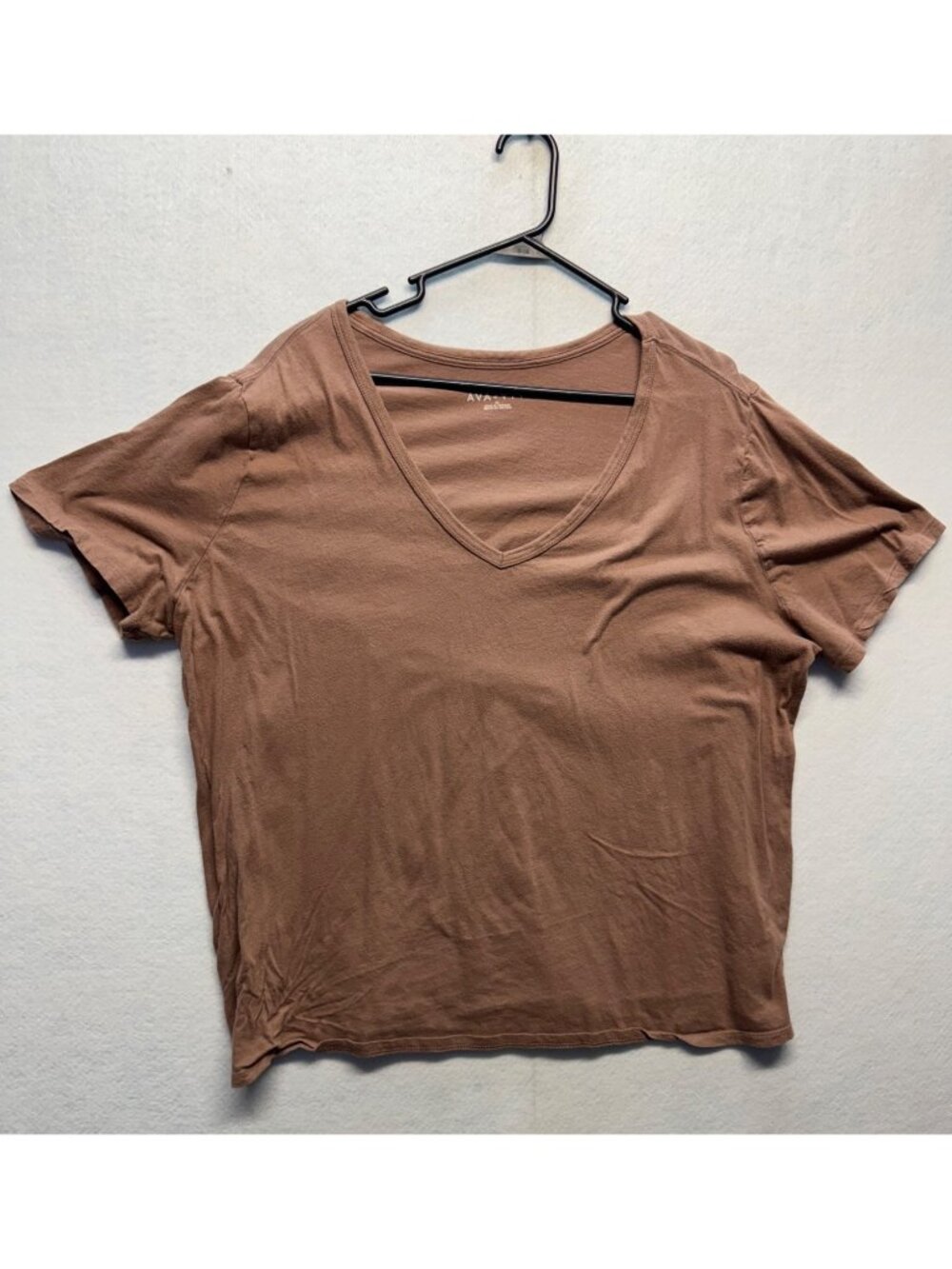 Ava & Viv Brown V-Neck Short Sleeve Womens T-Shirt Size XL